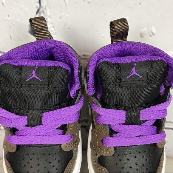 Nike Air Jordan 1 Mid “Purple Mocha” Toddler’s Sneakers Size 2C DQ8425-215 NEW - Picture 4 of 12